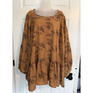 Davi & Dani Lot of 2 Babydoll Peplum Balloon Sleeve Boho Womens Blouses Size 3XL
